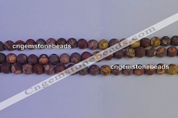 CWJ423 15.5 inches 10mm round matte wood eye jasper beads