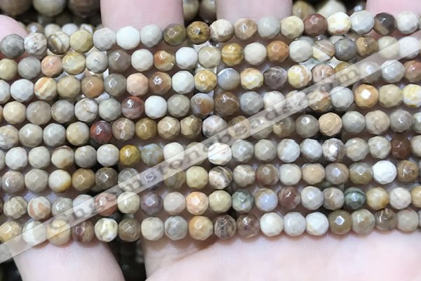 CWJ450 15.5 inches 4mm faceted round wood jasper beads wholesale