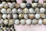 CWJ455 15.5 inches 14mm faceted round wood jasper beads wholesale