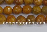 CWJ469 15.5 inches 6mm faceted round yellow petrified wood jasper beads