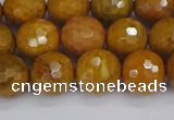 CWJ471 15.5 inches 10mm faceted round yellow petrified wood jasper beads