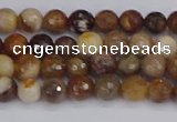 CWJ475 15.5 inches 4mm faceted round wood jasper gemstone beads