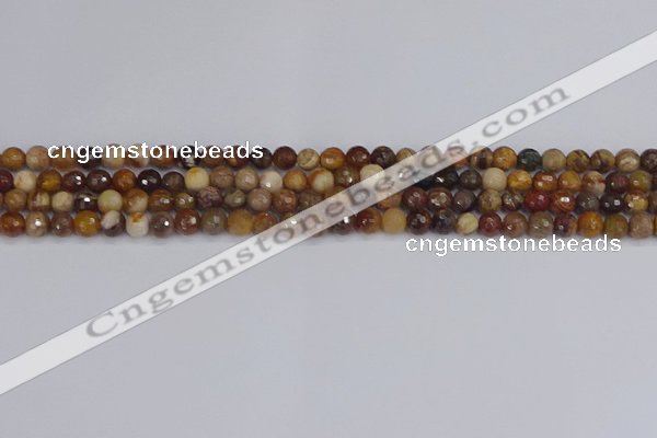 CWJ475 15.5 inches 4mm faceted round wood jasper gemstone beads