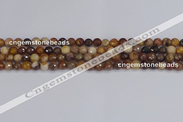 CWJ476 15.5 inches 6mm faceted round wood jasper gemstone beads