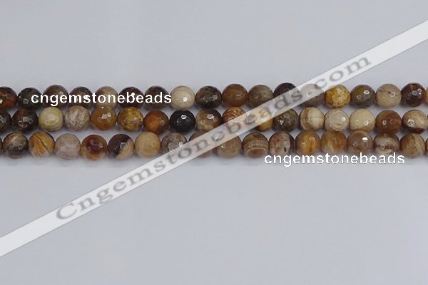 CWJ477 15.5 inches 8mm faceted round wood jasper gemstone beads