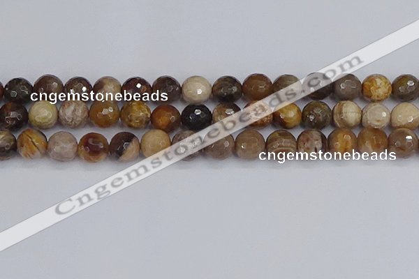 CWJ479 15.5 inches 12mm faceted round wood jasper gemstone beads