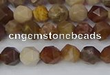 CWJ483 15.5 inches 6mm faceted nuggets wood jasper beads