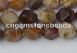 CWJ484 15.5 inches 8mm faceted nuggets wood jasper beads