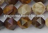 CWJ486 15.5 inches 12mm faceted nuggets wood jasper beads