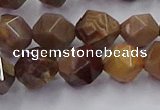 CWJ492 15.5 inches 10mm faceted nuggets wood jasper beads