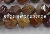 CWJ493 15.5 inches 12mm faceted nuggets wood jasper beads