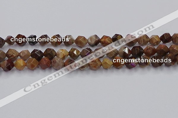 CWJ493 15.5 inches 12mm faceted nuggets wood jasper beads