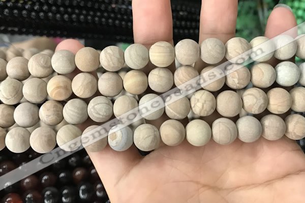 CWJ522 15.5 inches 8mm round matte wooden jasper beads wholesale