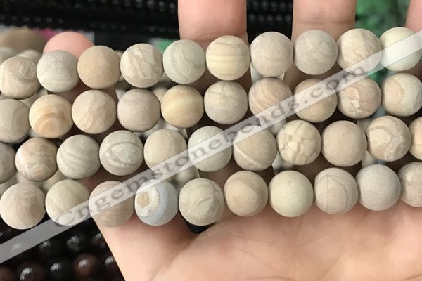 CWJ524 15.5 inches 12mm round matte wooden jasper beads wholesale