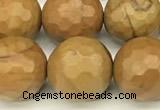 CWJ603 15 inches 10mm faceted round wooden jasper beads wholesale