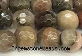 CWJ611 15 inches 6mm faceted round wooden jasper gemstone beads