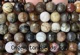 CWJ631 15 inches 12mm faceted round wooden jasper beads wholesale