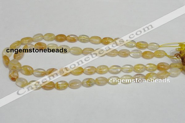 CYC01 15.5 inches 10*14mm oval yellow crystal quartz beads