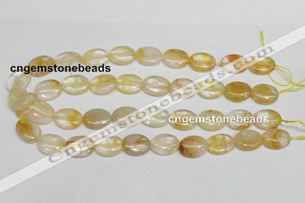 CYC02 15.5 inches 15*20mm oval yellow crystal quartz beads