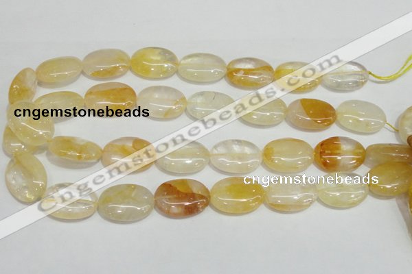 CYC03 15.5 inches 18*25mm oval yellow crystal quartz beads