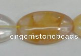 CYC04 15.5 inches 20*35mm oval yellow crystal quartz beads