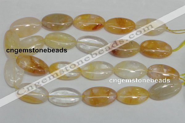 CYC04 15.5 inches 20*35mm oval yellow crystal quartz beads