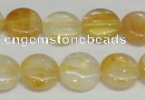 CYC05 15.5 inches 16mm flat round yellow crystal quartz beads