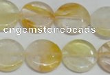 CYC06 15.5 inches 20mm flat round yellow crystal quartz beads