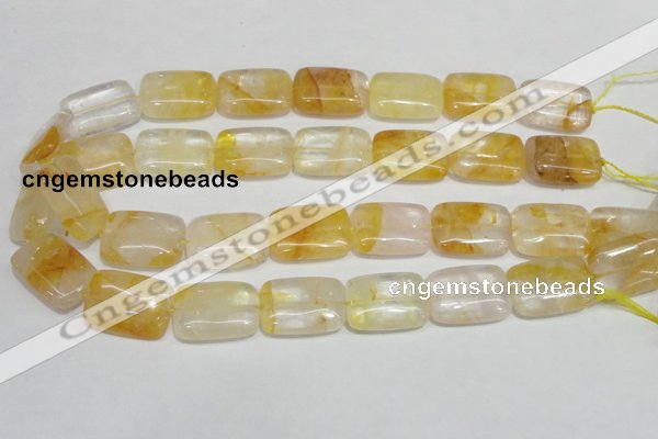 CYC10 15.5 inches 18*25mm rectangle yellow crystal quartz beads