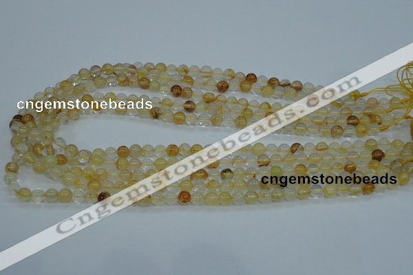 CYC101 15.5 inches 6mm round yellow crystal quartz beads