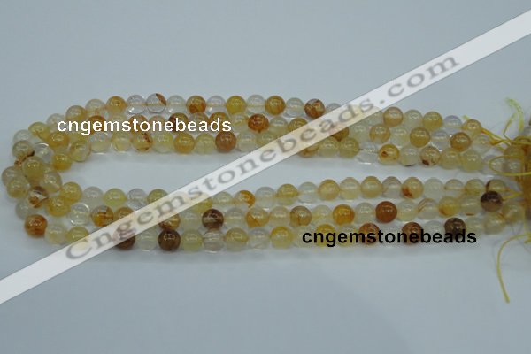 CYC102 15.5 inches 8mm round yellow crystal quartz beads