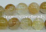 CYC105 15.5 inches 14mm round yellow crystal quartz beads