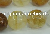 CYC108 15.5 inches 20mm round yellow crystal quartz beads