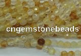 CYC110 15.5 inches 4mm faceted round yellow crystal quartz beads