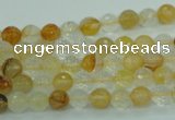 CYC112 15.5 inches 6mm faceted round yellow crystal quartz beads