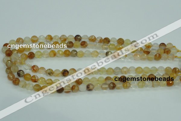 CYC113 15.5 inches 8mm faceted round yellow crystal quartz beads