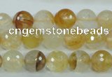 CYC114 15.5 inches 10mm faceted round yellow crystal quartz beads