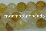 CYC115 15.5 inches 12mm faceted round yellow crystal quartz beads