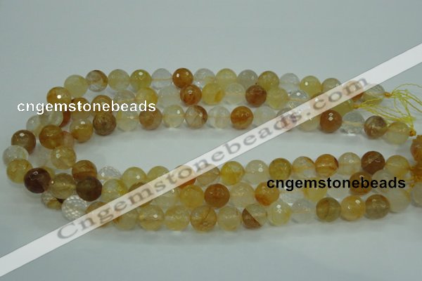 CYC115 15.5 inches 12mm faceted round yellow crystal quartz beads