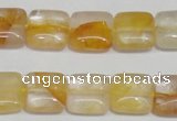 CYC12 15.5 inches 14*14mm square yellow crystal quartz beads