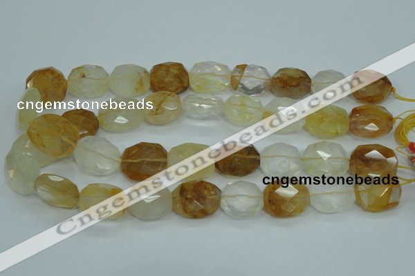 CYC127 15.5 inches 18*22mm faceted nuggets yellow crystal quartz beads