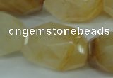 CYC129 15.5 inches 18*30mm faceted nuggets yellow crystal quartz beads