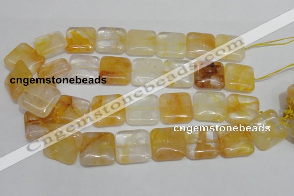 CYC14 15.5 inches 25*25mm square yellow crystal quartz beads