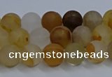 CYC141 15.5 inches 6mm round matte yellow quartz beads wholesale