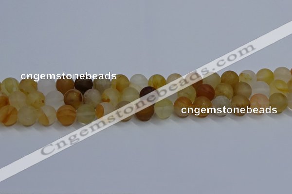 CYC142 15.5 inches 8mm round matte yellow quartz beads wholesale