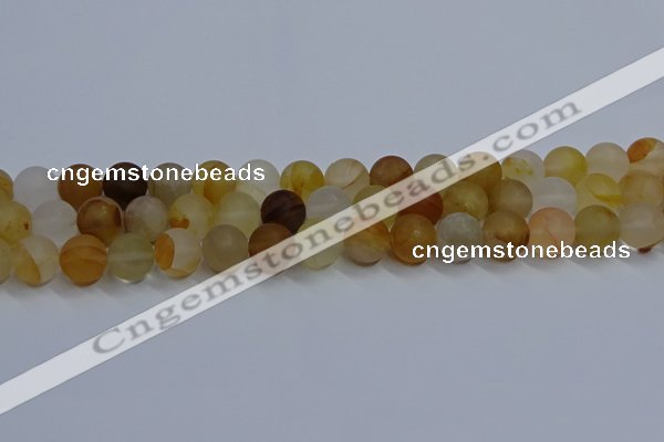 CYC143 15.5 inches 10mm round matte yellow quartz beads wholesale