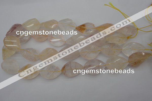 CYC204 15.5 inches 20*30mm twisted & faceted teardrop yellow quartz beads