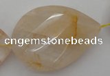 CYC208 15.5 inches 23*45mm twisted & faceted teardrop yellow quartz beads