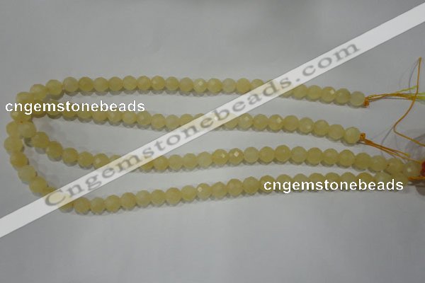 CYJ152 15.5 inches 8mm faceted round yellow jade beads wholesale