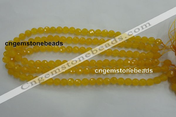 CYJ201 15.5 inches 6mm faceted round yellow jade beads wholesale